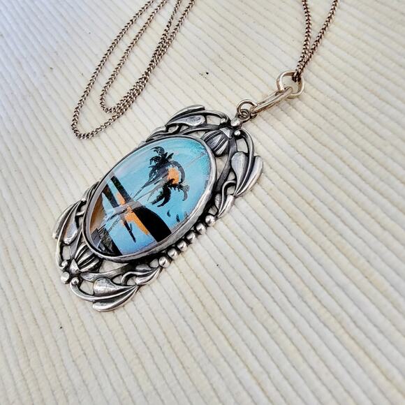 1920's Sterling Butterfly Wing Necklace - Picture 4 of 7